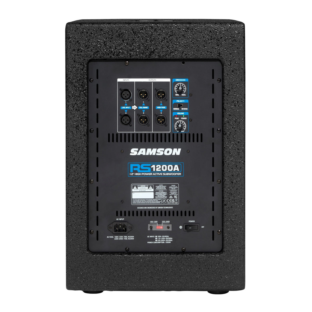 Samson RS1200A 12 Inch Active Subwoofer 100W with XLR Connectivity (Black) (Open Box)