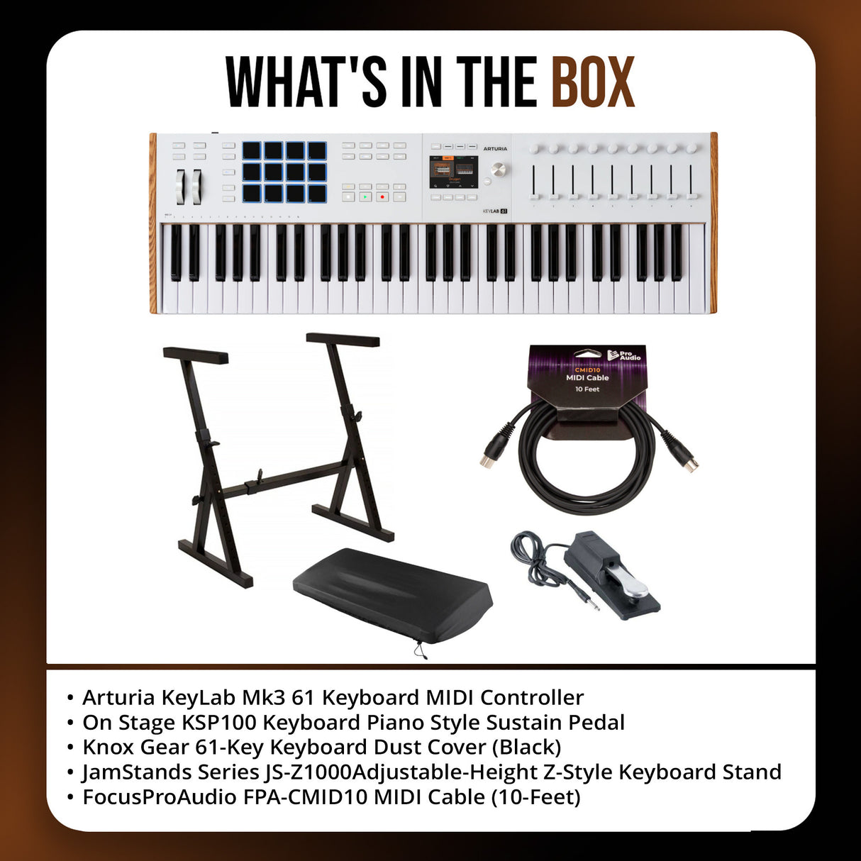 Arturia KeyLab Mk3 61 Keyboard White MIDI Controller with DAW Integration Bundle