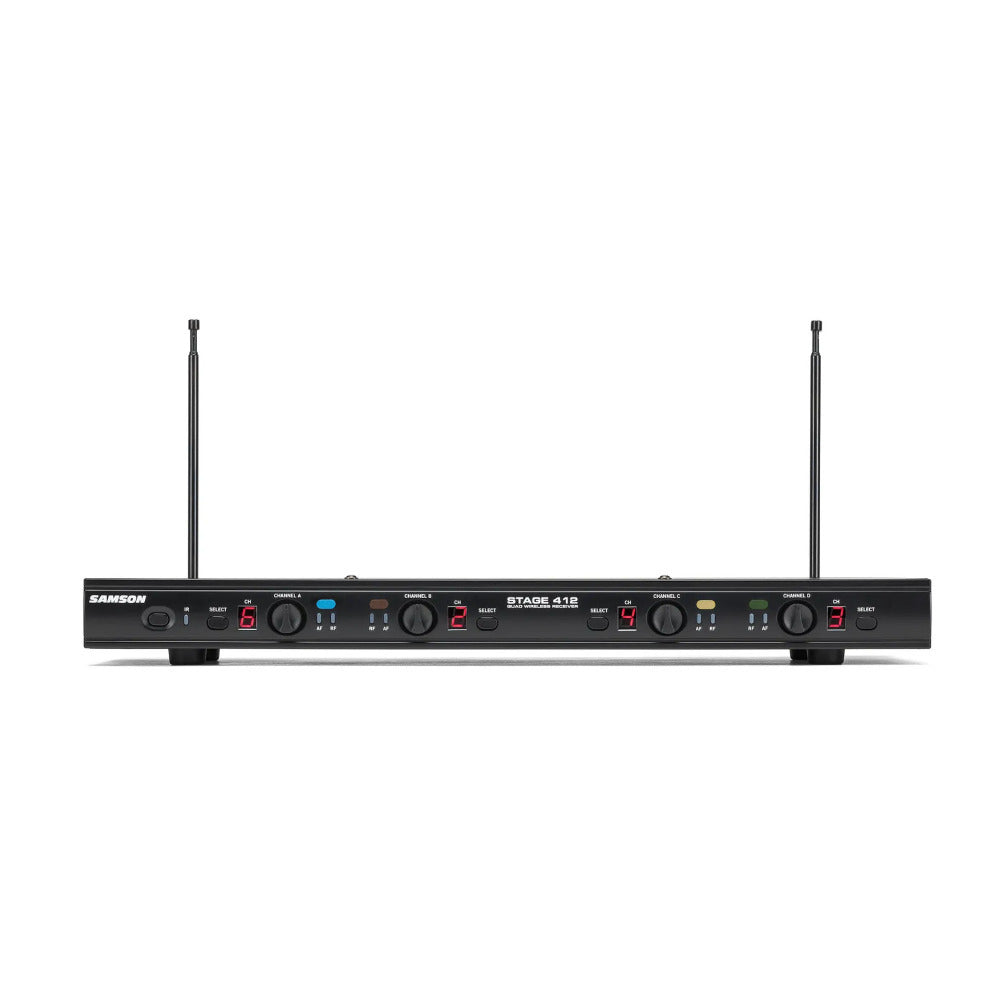 Samson SWS412HH-E Stage 412 Quad Vocal VHF Wireless System (4) Q6 Dynamic Mics