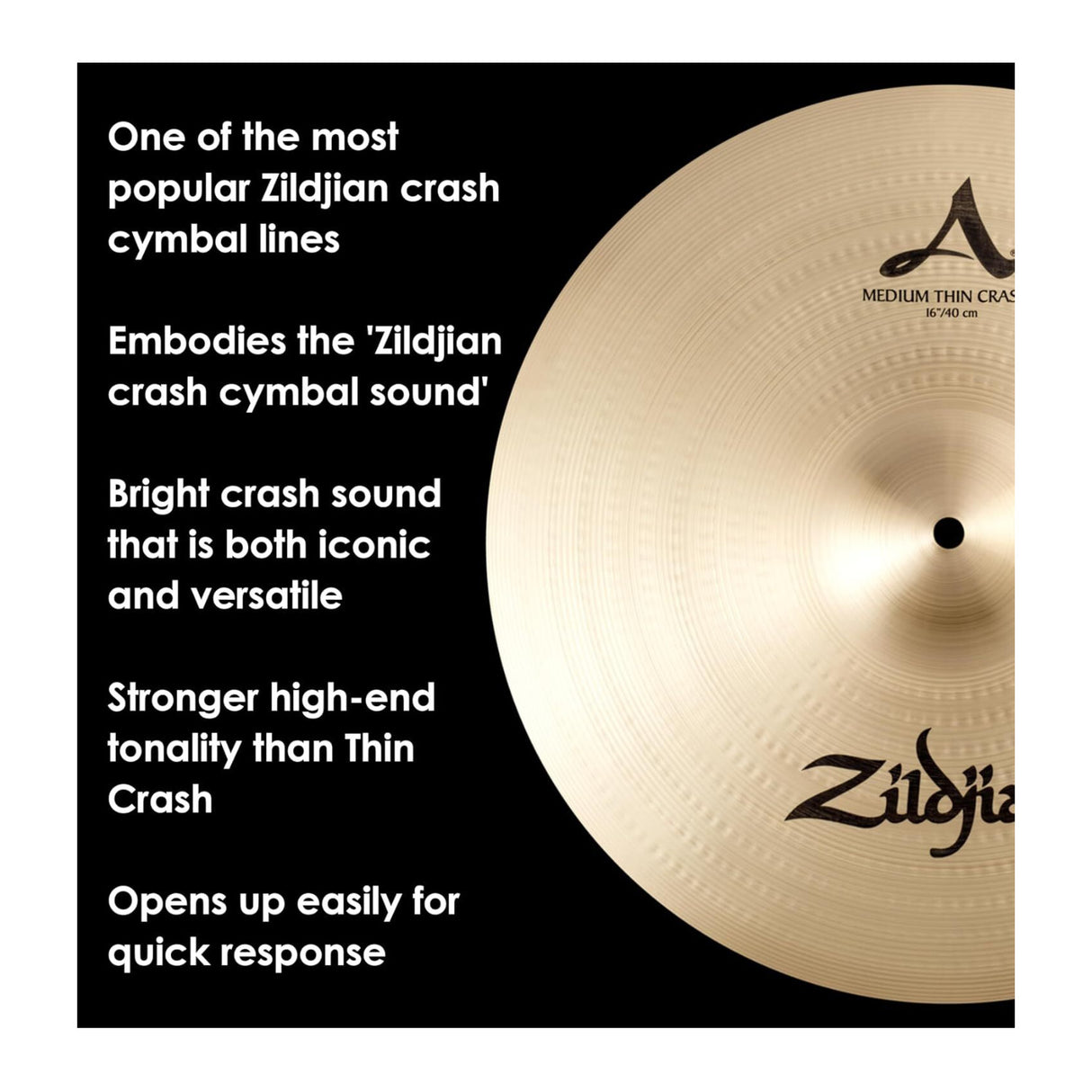 Zildjian Company A Series Medium-Thin Crash Cymbal (16 Inches)