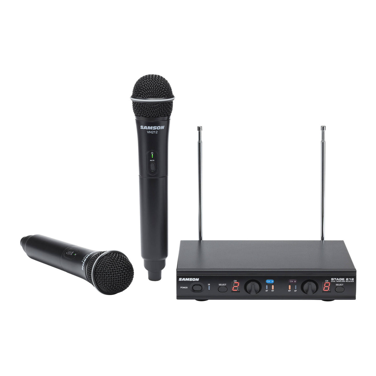 Samson SWS212HH-E Stage 212 Dual Vocal VHF Wireless System (2) Q6 Dynamic Mics