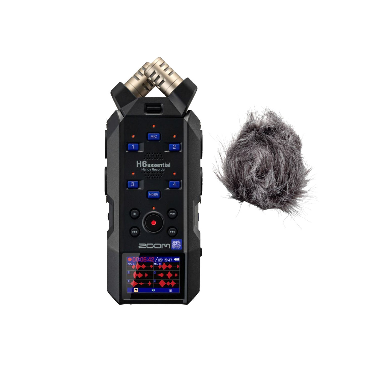 Zoom H6essential 6-Track Stereo Handy Recorder and Hairy Windscreen Bundle (Open Box)