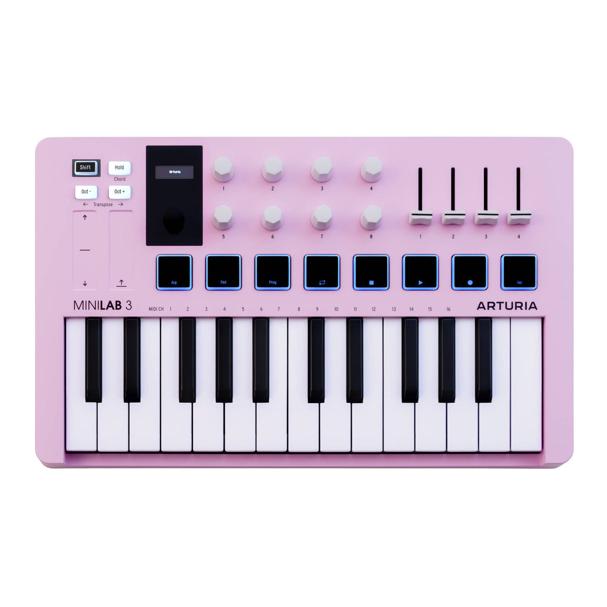 Arturia MiniLab 3 Compact MIDI Keyboard and Pad Controller (Rose Quartz)