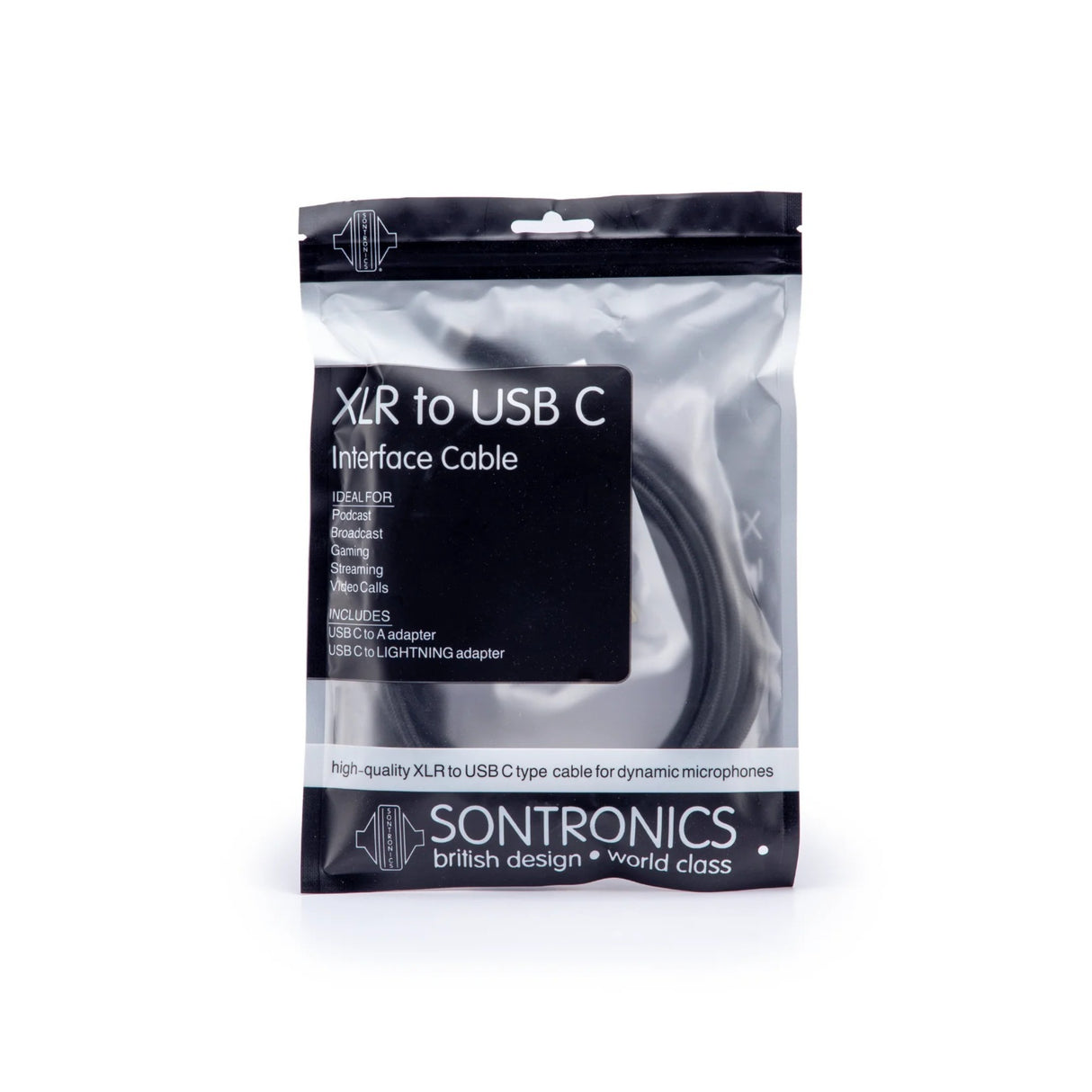Sontronics XLR to USB-C Type Cable with Smartphone and USB-A Type Connectors (Black)