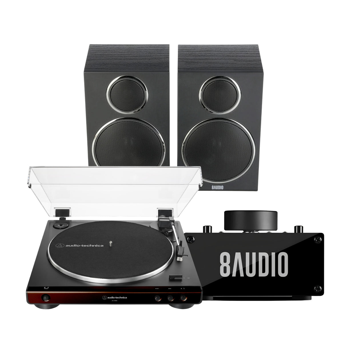 Audio-Technica AT-LP60X Automatic Belt-Drive Stereo Turntable (Brown) Bundle