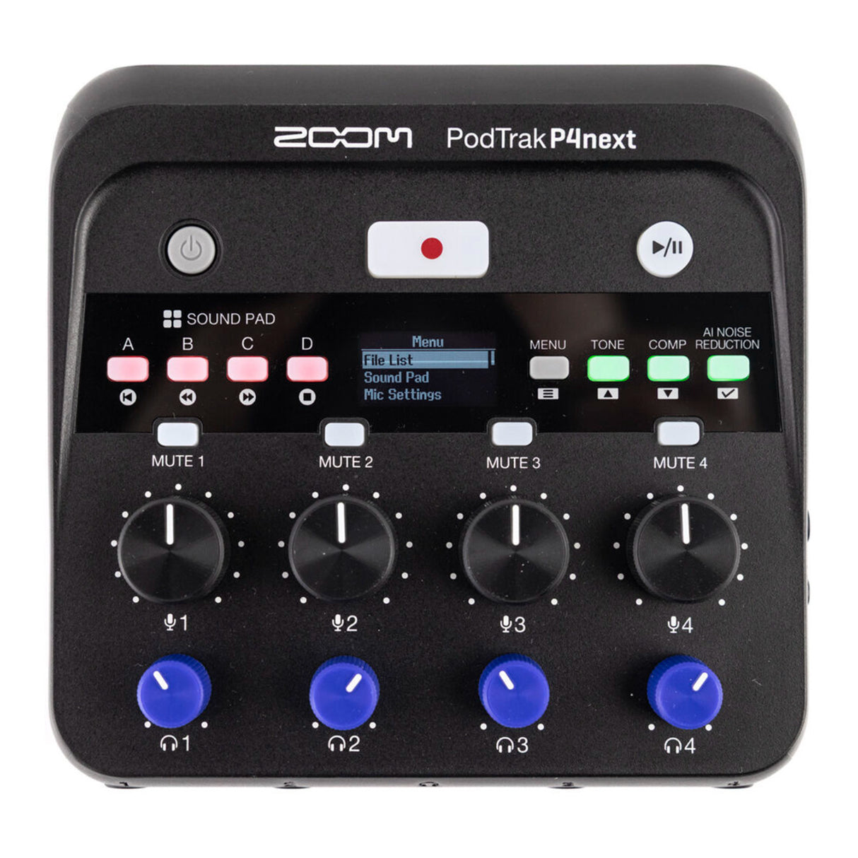 Zoom PodTrak P4next Recorder Bundle with Bluetooth Adapter, Headphones, Pop Filter, Case & Aux Cable