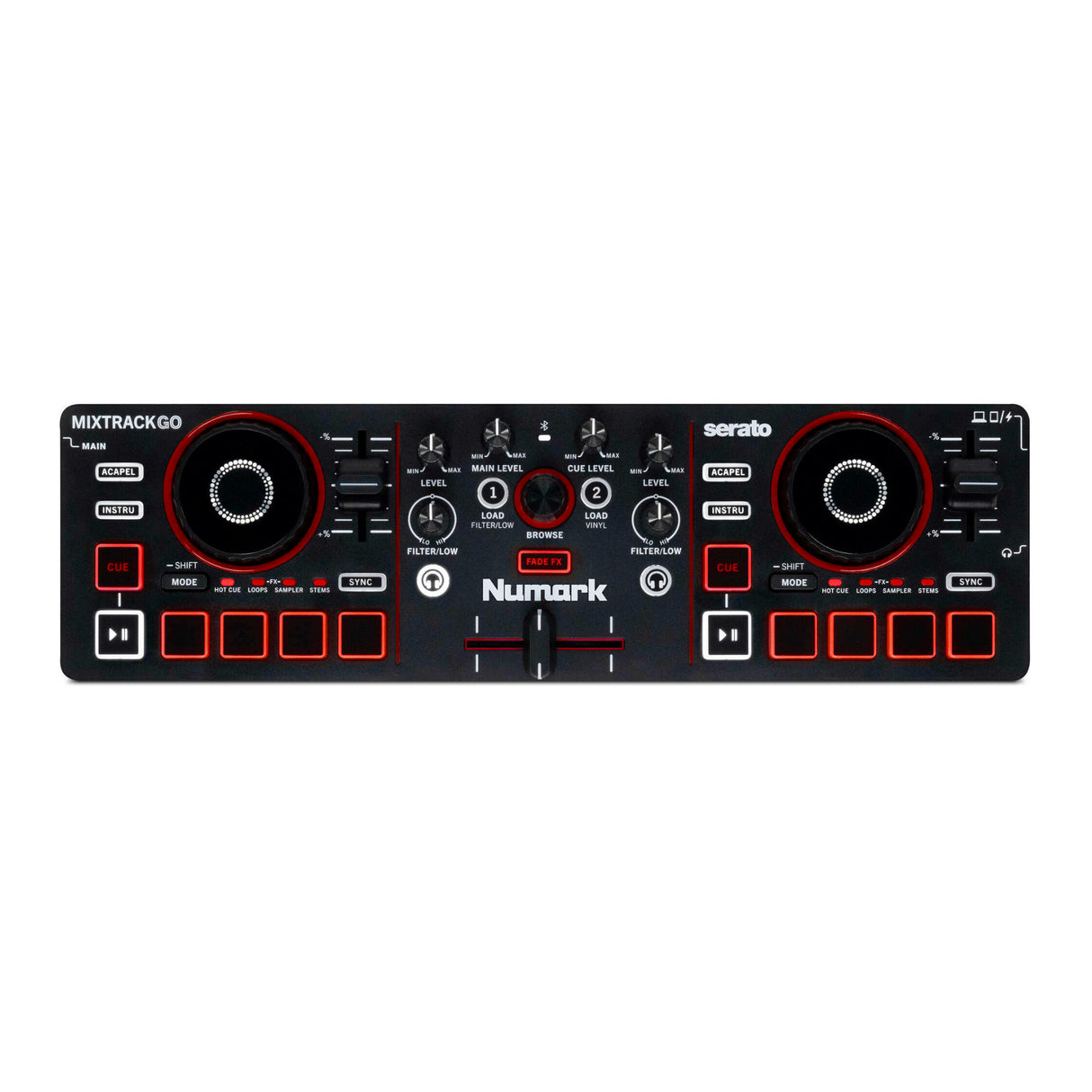 Numark MixTrack Go Ultra-Portable 2-Deck DJ Controller with Stems Control