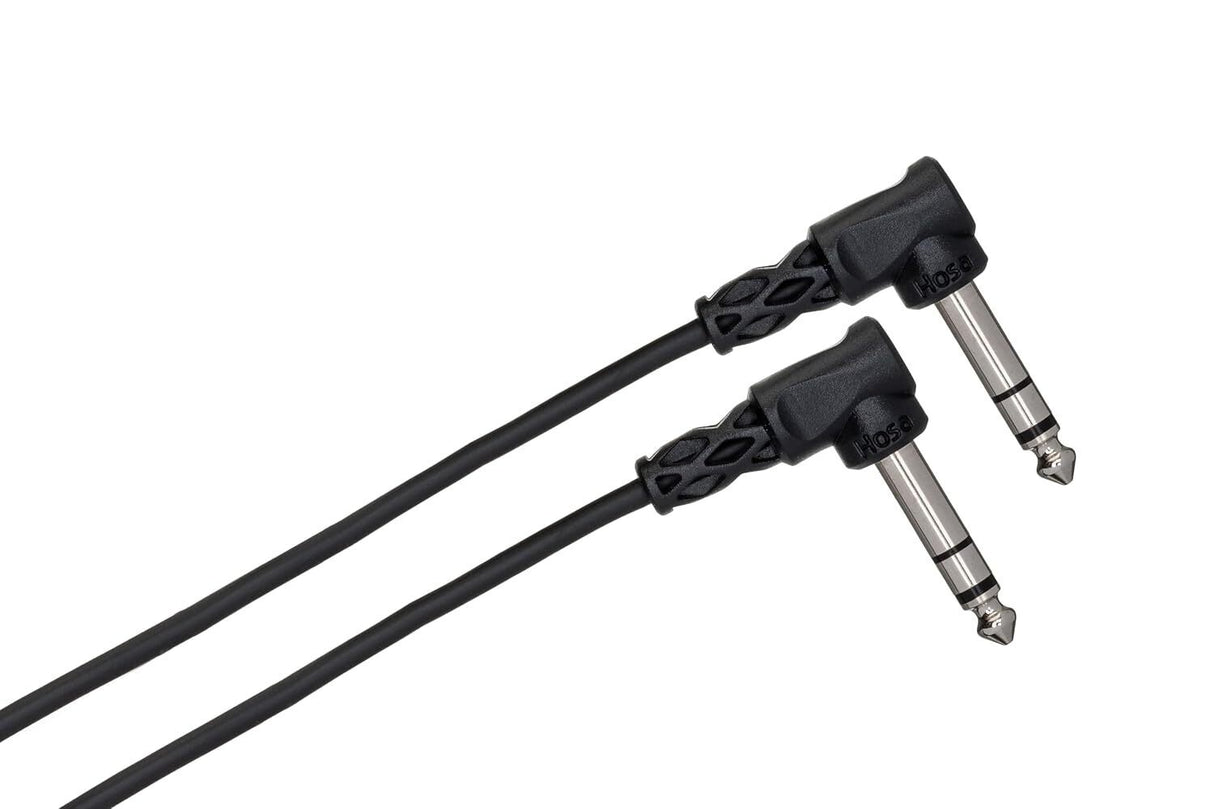 Hosa Balanced Interconnect, Right-angle 1/4 in TRS to Same, 3 ft