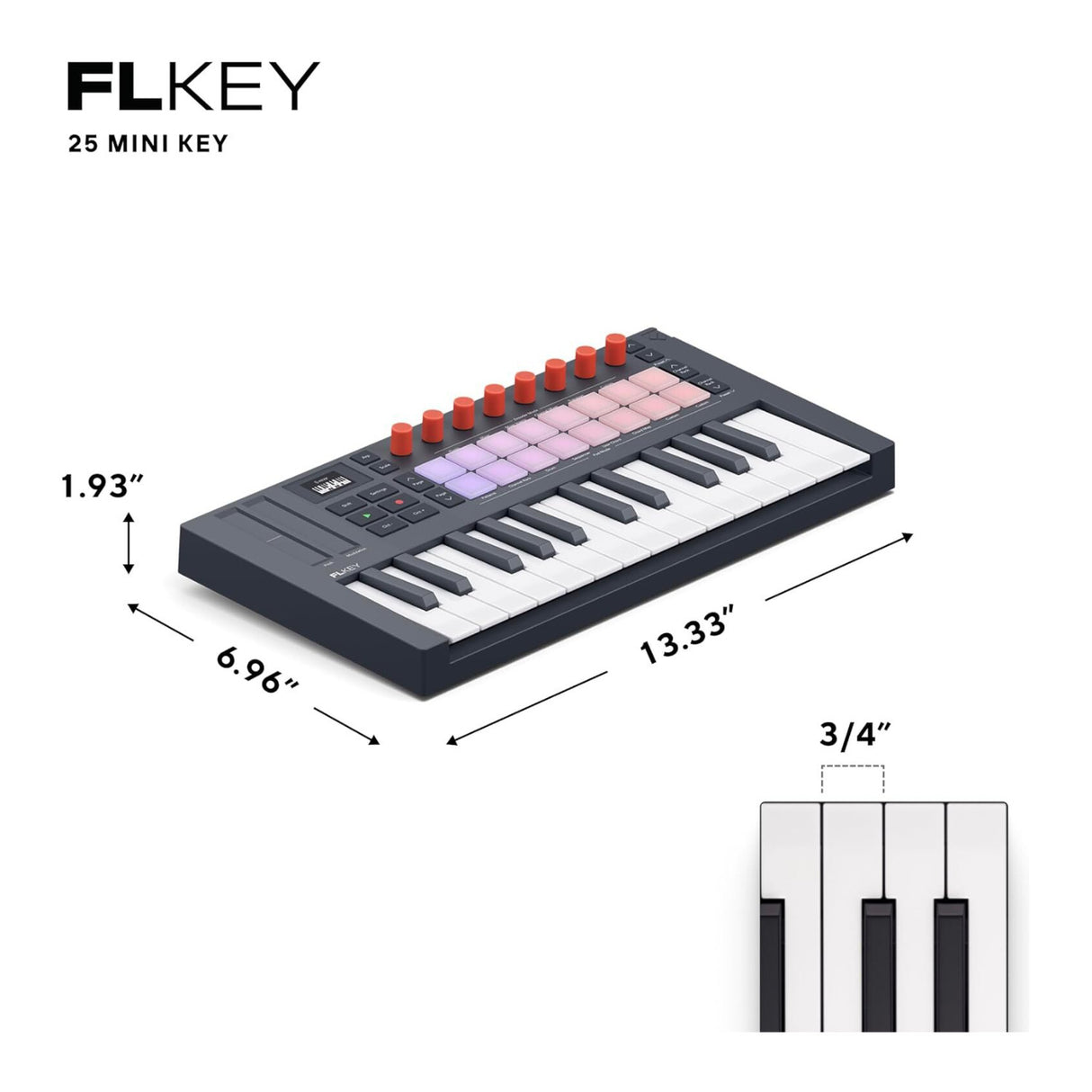 Novation FLkey 2 Mini 25—25 Mini-Key MIDI Keyboard Controller for FL Studio with RGB Pads