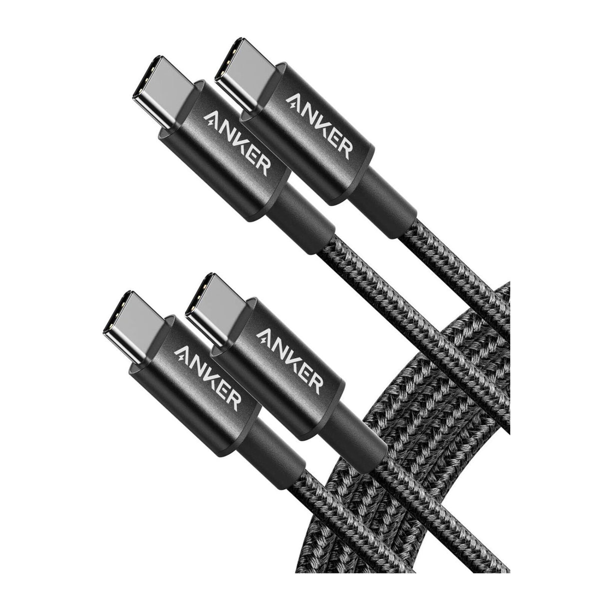 Anker New Nylon USB C to USB C Cable, 60W Fast Charging (6 ft, 2-Pack, Black)