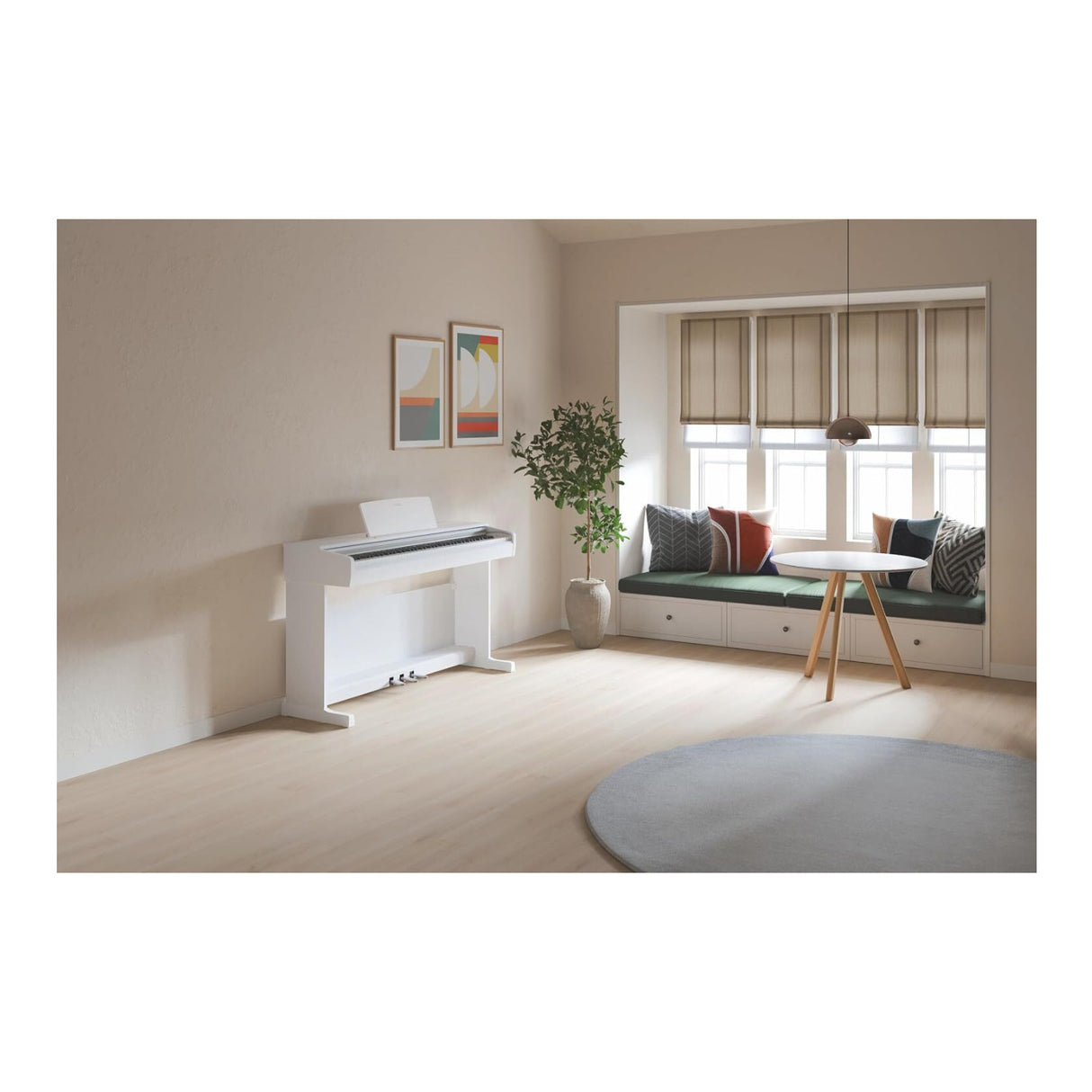 Yamaha Arius YDP-146 88 Key Weighted Digital Home Piano with Bench (White)