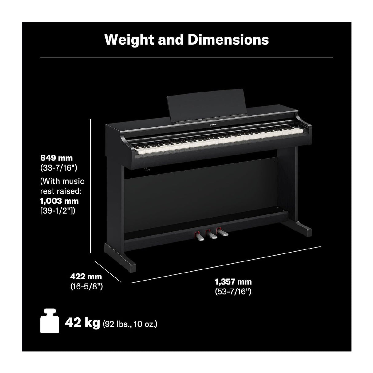 Yamaha Arius Series YDP-166WH 88 Key Digital Home Piano with Bench (White)