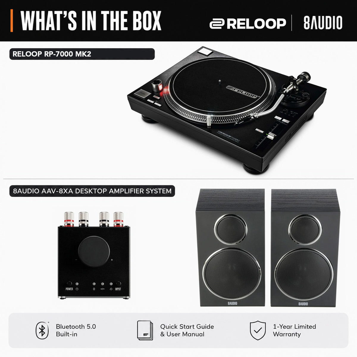 Reloop RP-7000 MK2 Direct Drive High Torque Turntable with Amplifier System (Open Box)