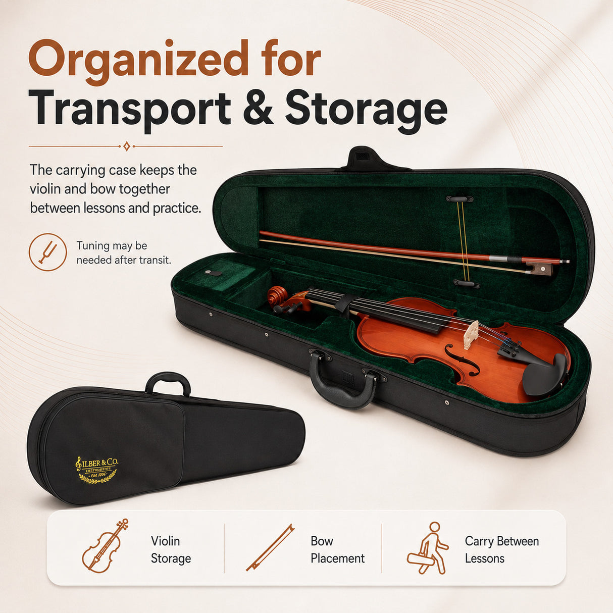 Silber & Co. 4/4 Full Size Violin Outfit with Bow and Case