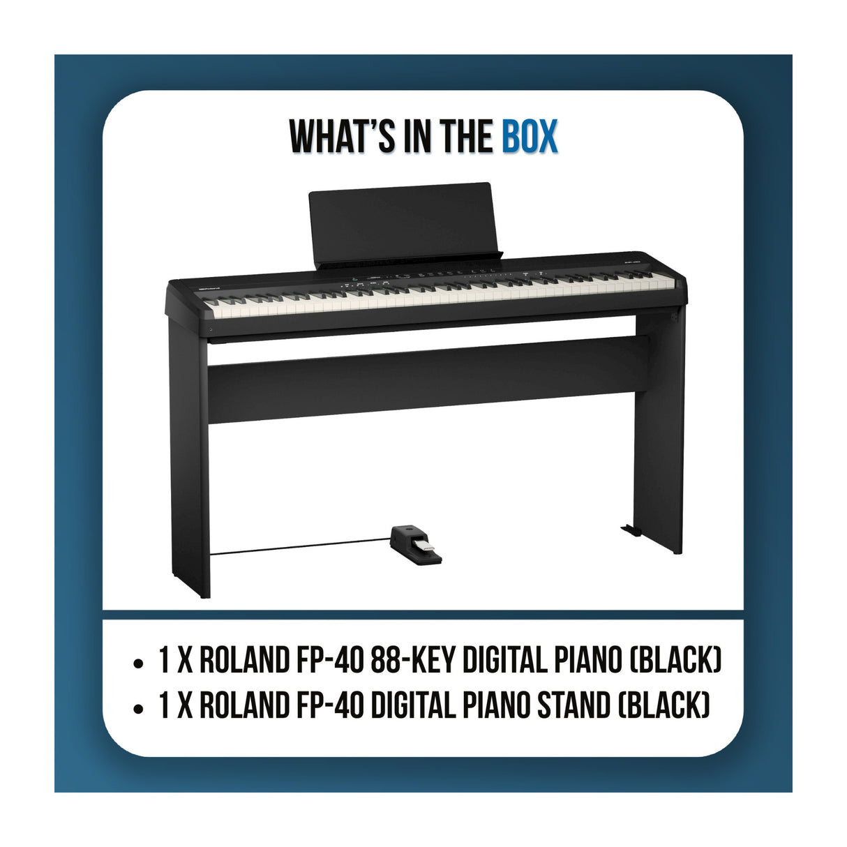 Roland FP-40 88-Key Black Digital Piano Bundle with FP-40 Black Piano Stand
