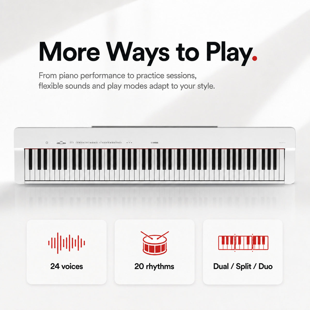 Yamaha P-225 88-Key Portable Digital Piano with Stand and Pedal Unit (White)