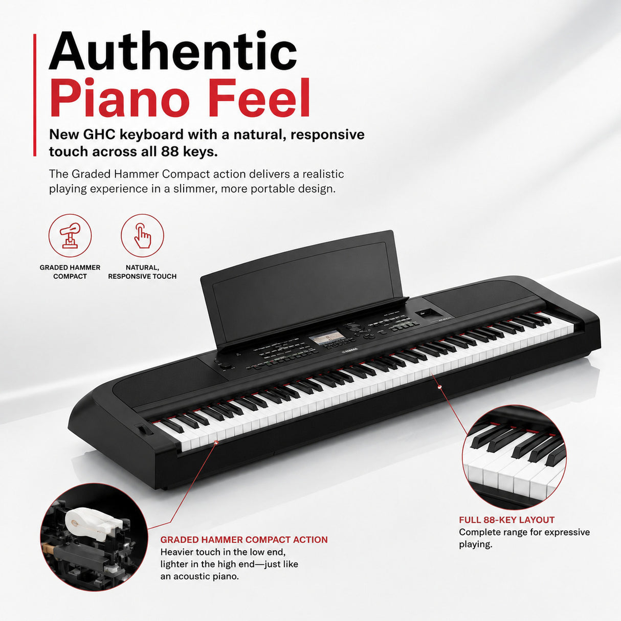 Yamaha DGX670 88-Key Portable Grand Piano Bundle with Stand and Pedal (Black)