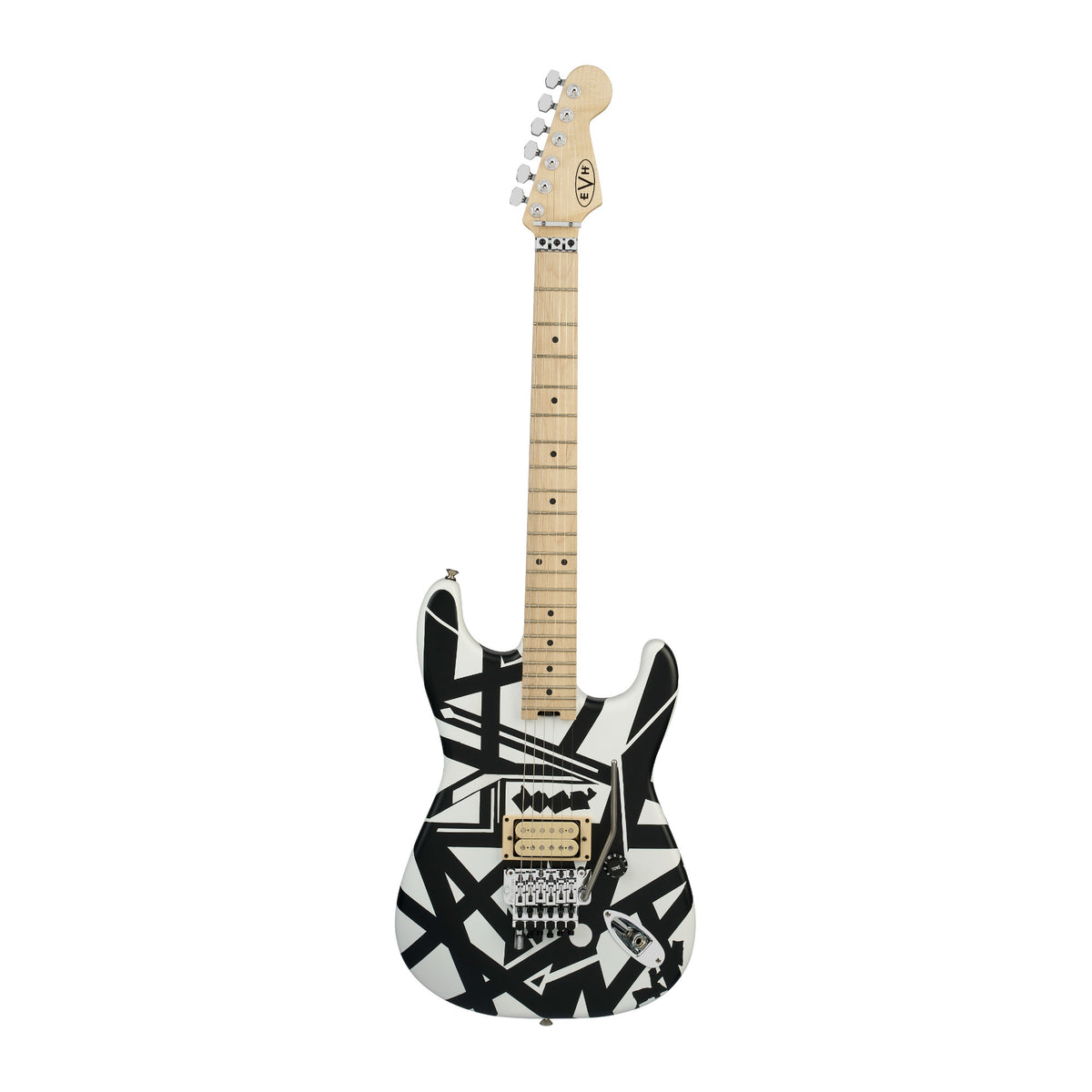 EVH Striped Series Shapes 6-String Electric Guitar with Maple Fingerboard (White and Black)
