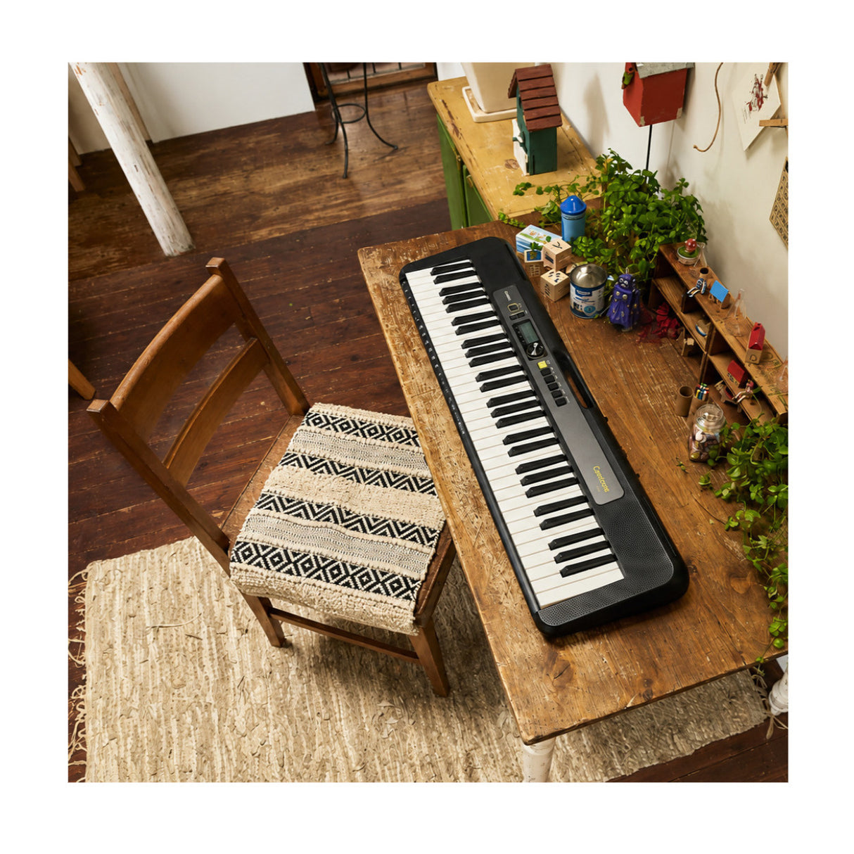 Casio Casiotone LK-S250C3 61-Key Keyboard Bundle with Stand, Bench, Sustain Pedal, and Headphones