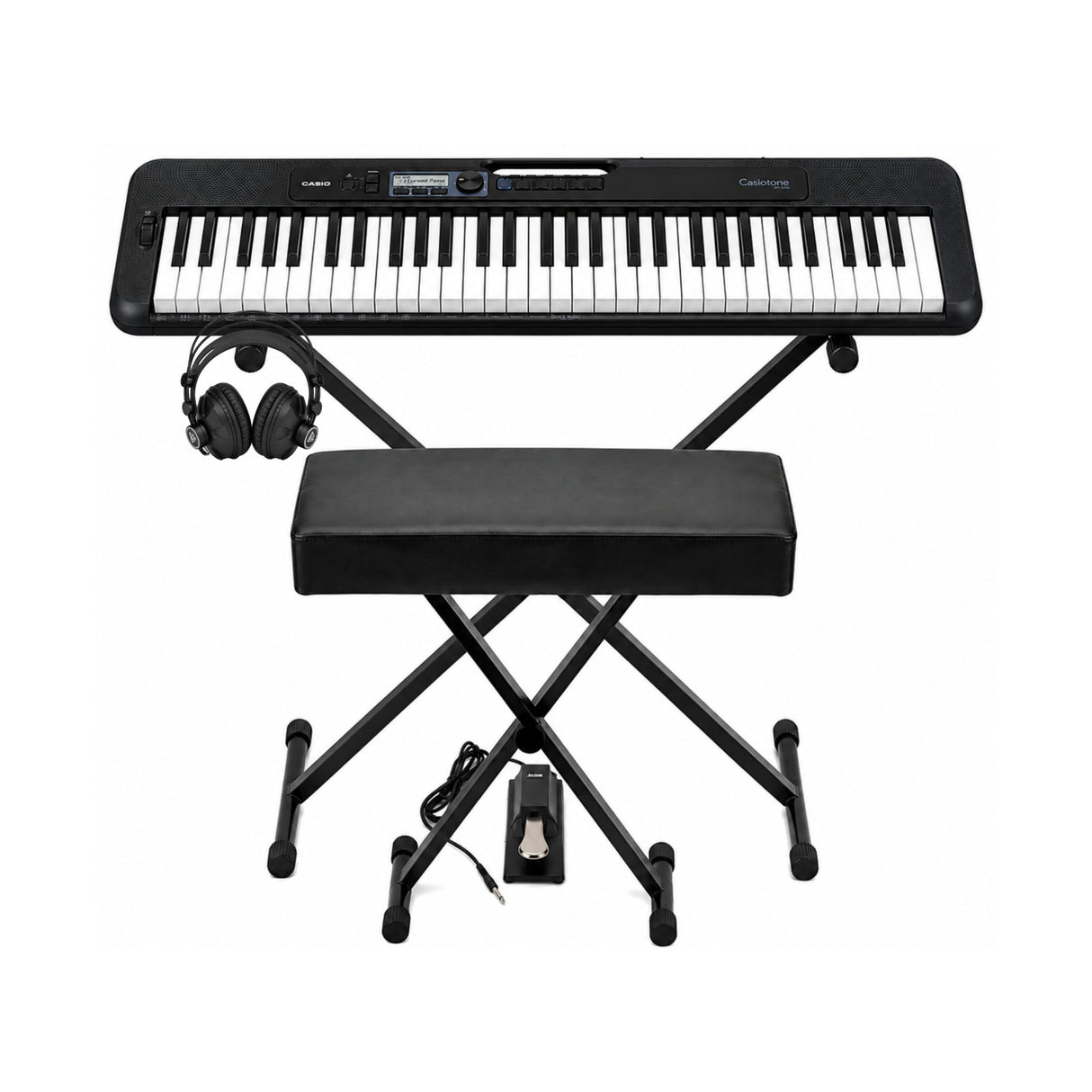 Casio Casiotone CT-S300 61-Key Keyboard Bundle with Stand, Bench, Sustain Pedal, and Headphones