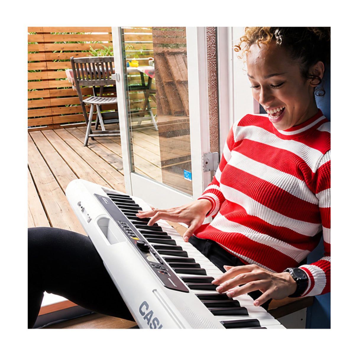 Casio Casiotone CT-S200 White 61-Key Keyboard Bundle with Stand, Bench, Pedal, and Headphones