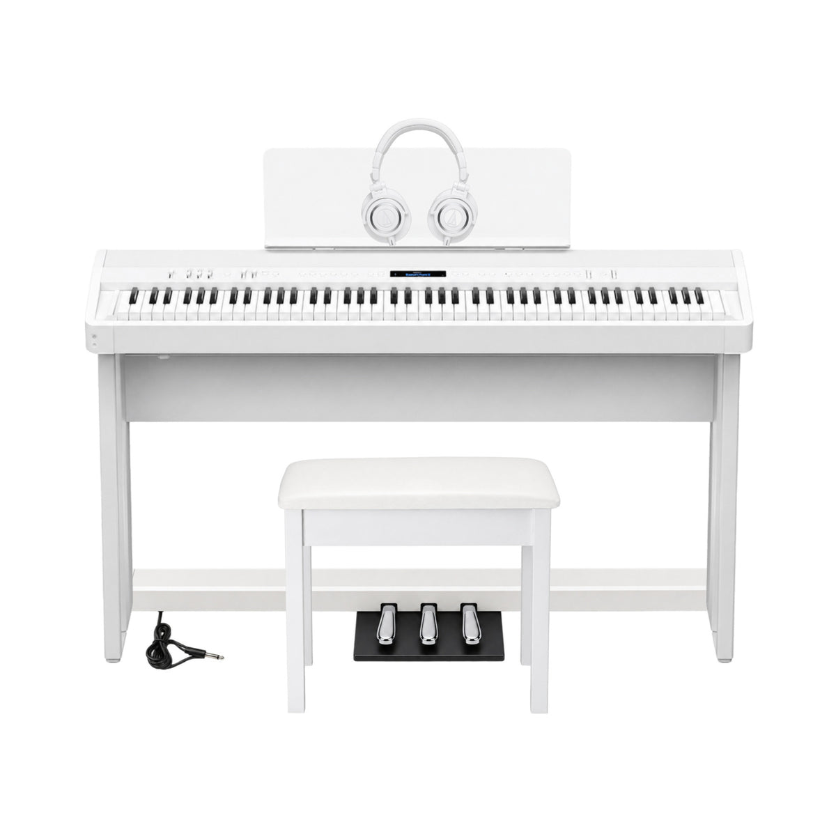 Roland FP-90X Digital Piano with Stand, Pedal Unit, Bench and Headphones (White) (Open Box)