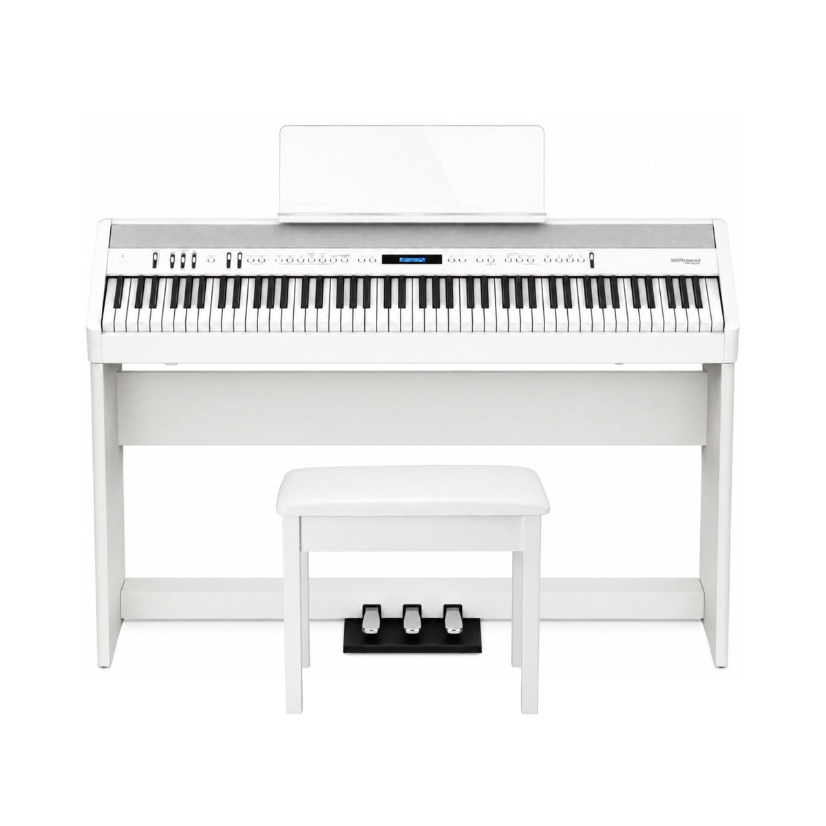 Roland FP-60X 88-Key PHA-4 Digital Piano Bundle with KSC-72 Stand, 3-Pedal Unit, and Bench (White)