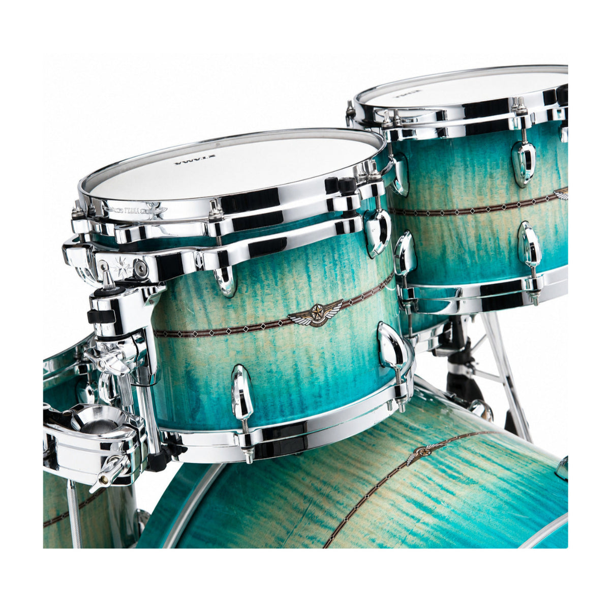 Tama STAR Maple Shell Kit with Bass Drum, Floor Tom and Tom Toms (Emerald Sea Curly Maple Burst)