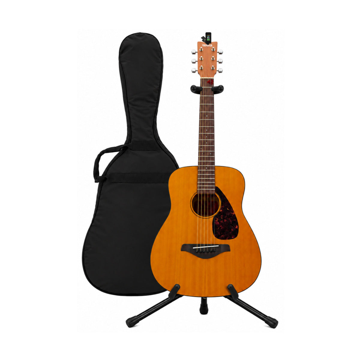 Yamaha JR1 3/4-Size Acoustic Guitar Bundle with Stand, Chromatic Tuner and Mix 12-Pick Tin (4 Items)