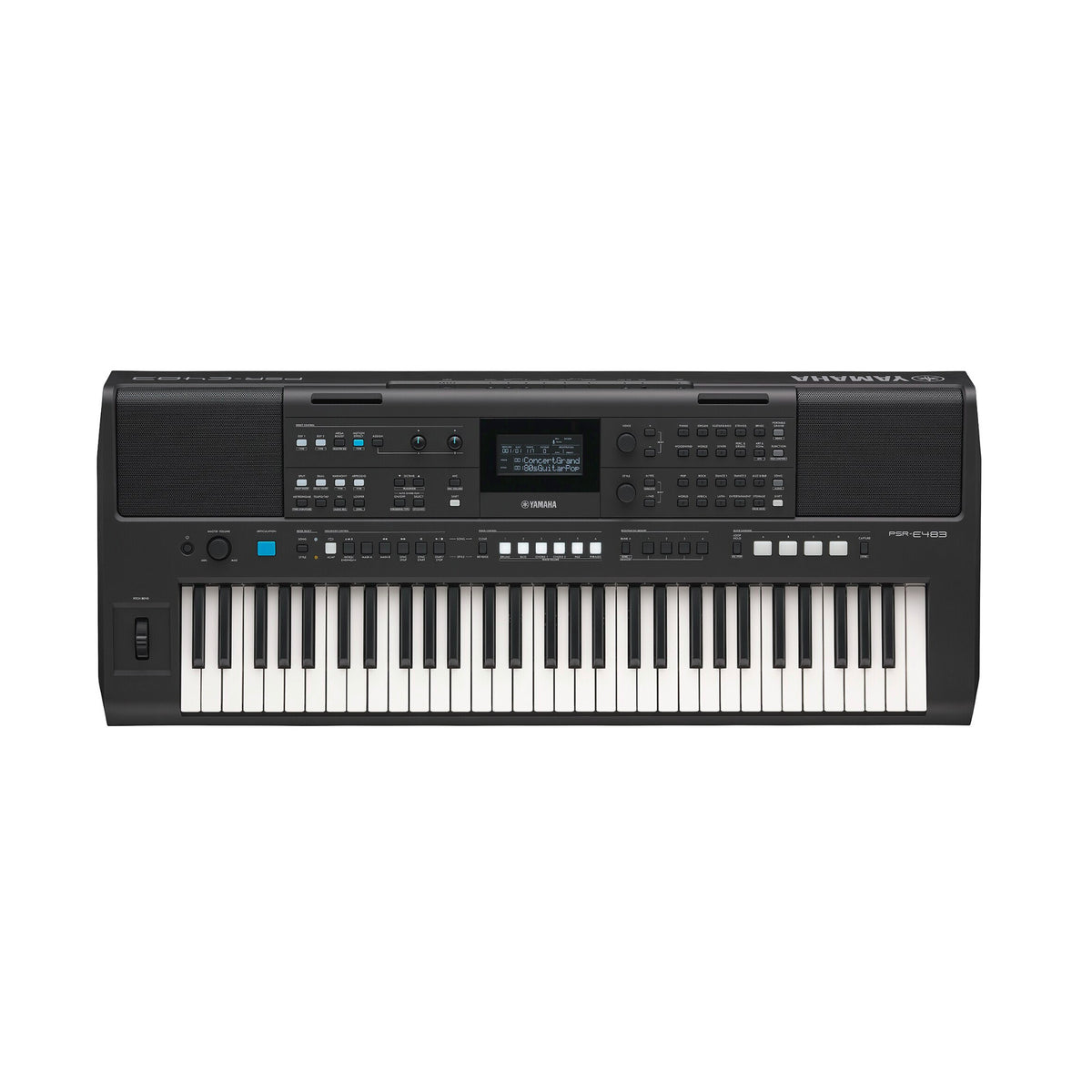 Yamaha PSR-E483 61-key Portable Keyboard with Stand, Bench, Headphones and Pedal Bundle