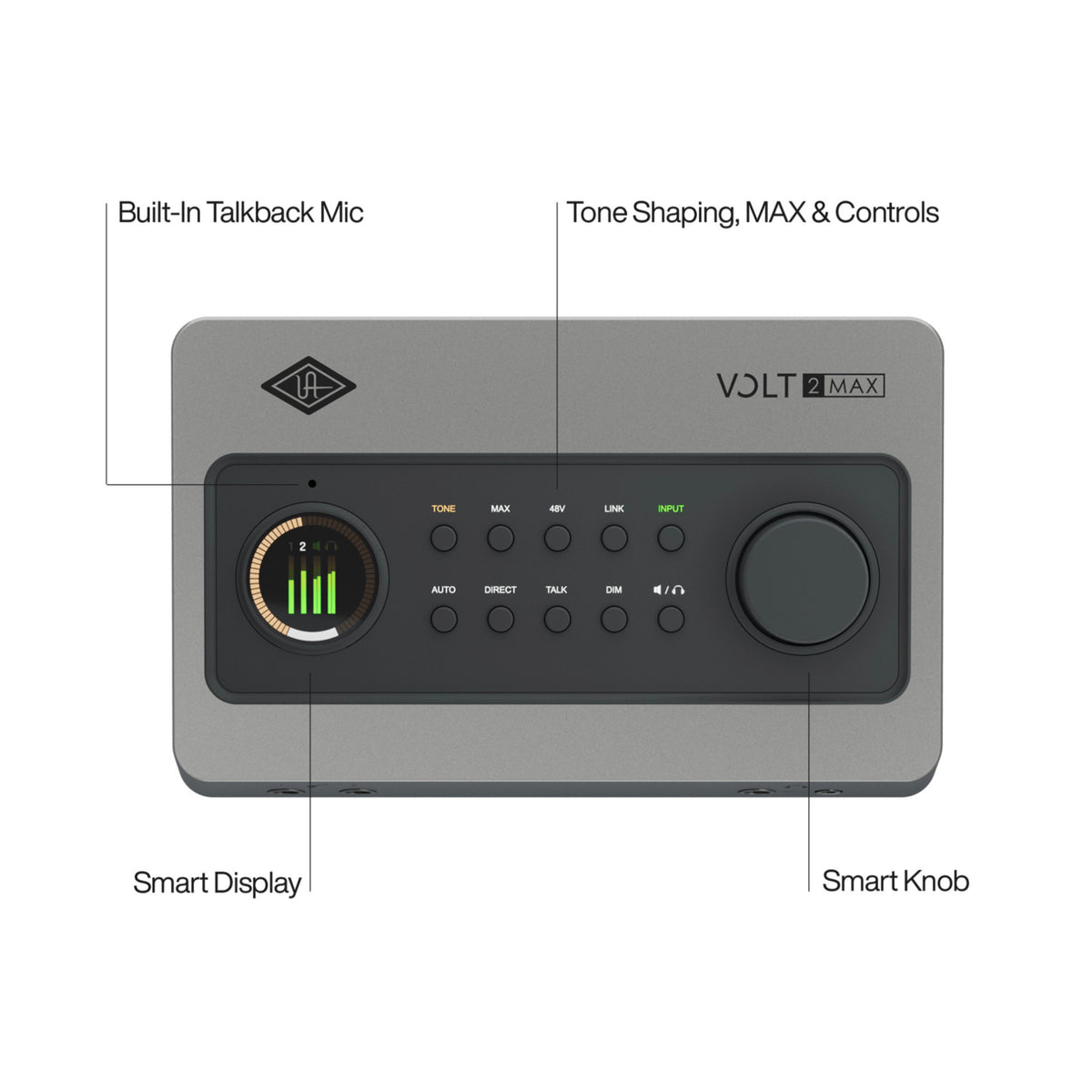Universal Audio Volt 2 Max 10-In / 4-Out USB Audio Interface with 32-Bit Audio and 60dB Mic Preamps