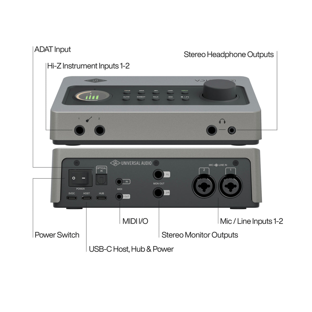 Universal Audio Volt 2 Max 10-In / 4-Out USB Audio Interface with 32-Bit Audio and 60dB Mic Preamps