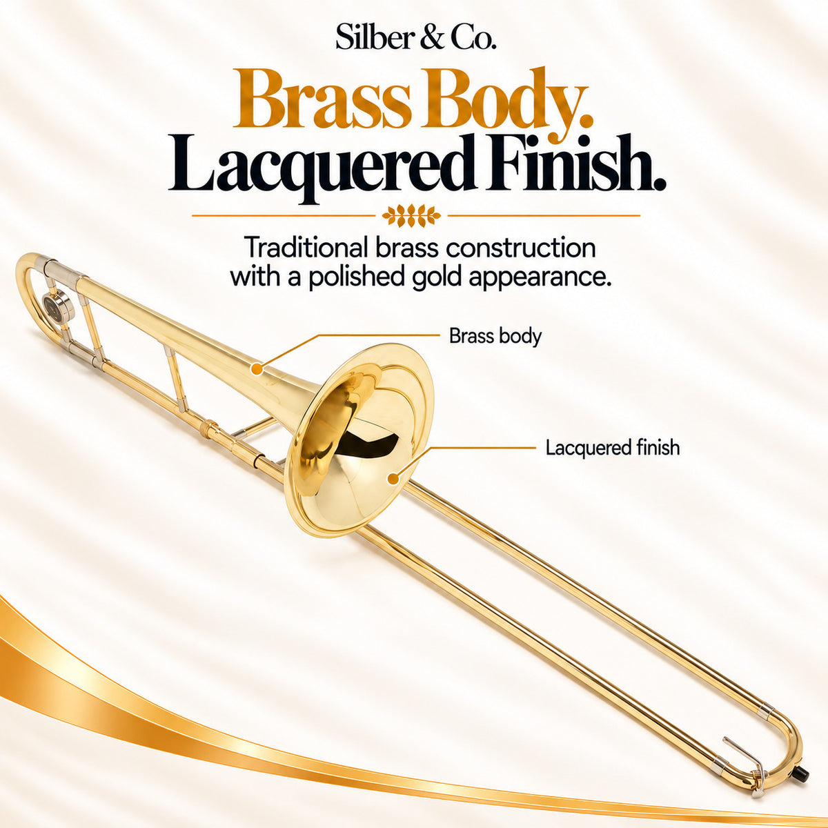 Silber & Co. Bb Tenor Trombone with Lacquered Brass Body and Case