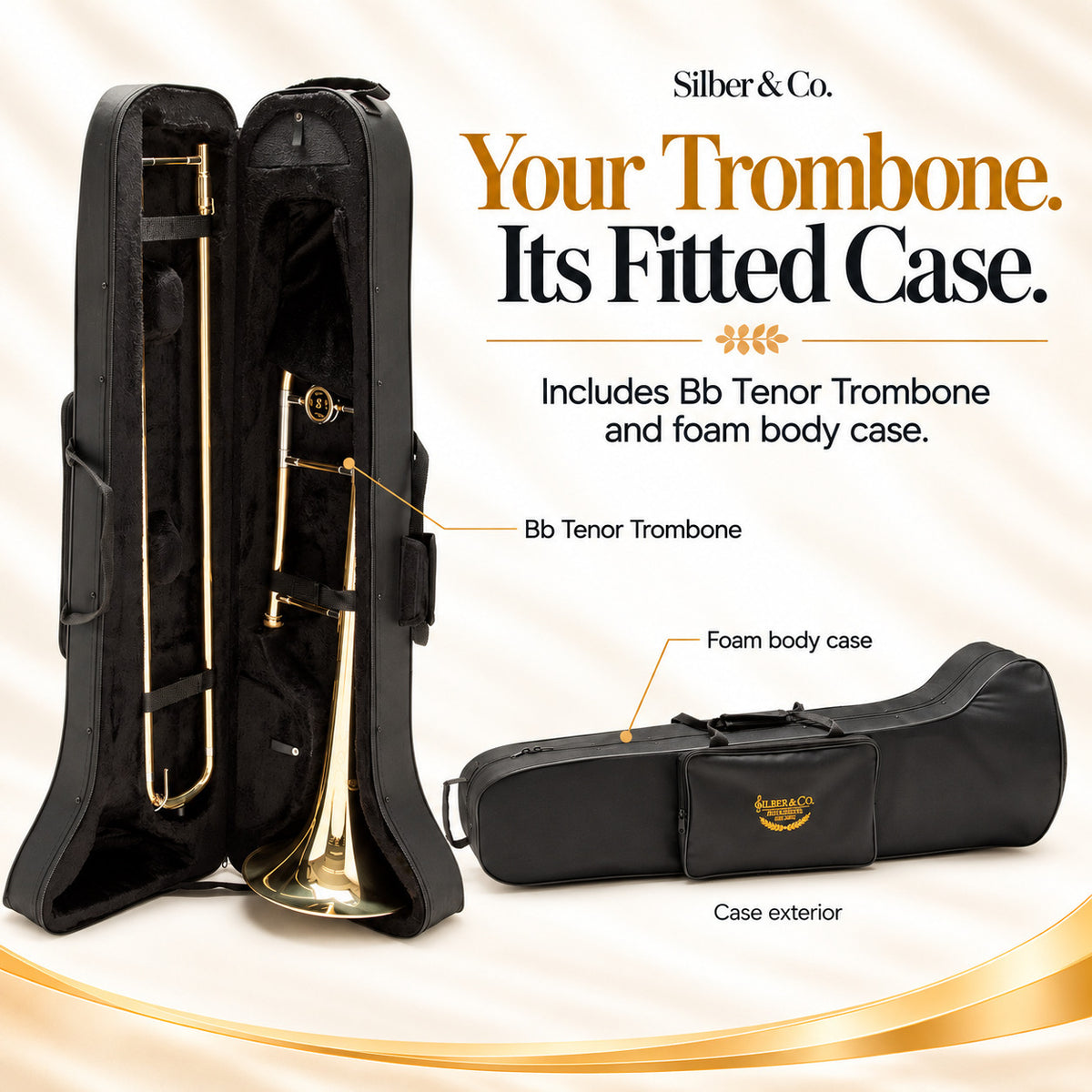 Silber & Co. Bb Tenor Trombone with Lacquered Brass Body and Case