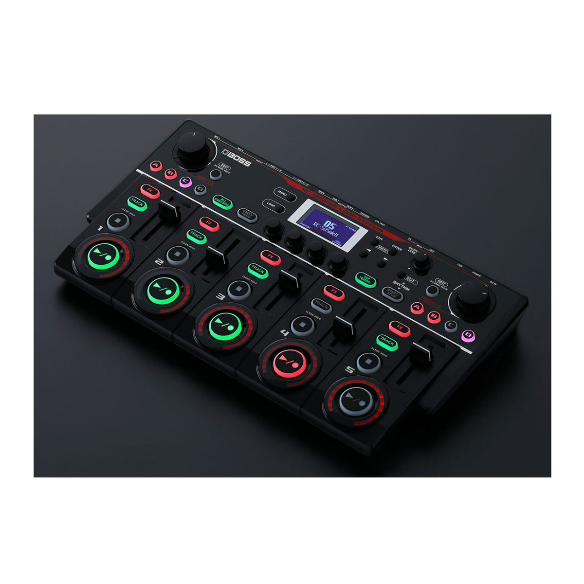 BOSS RC-505MKII Loop Station, Five simultaneous stereo phrase tracks. Input FX and Track FX sections.