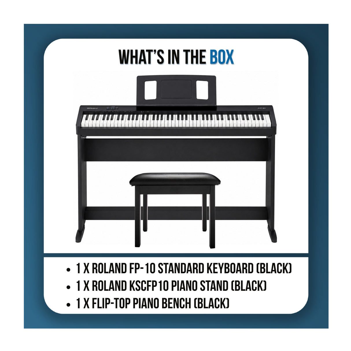 Roland FP-10 88-Key Entry-Level Digital Keyboard with Stand and Bench (Black) - 7