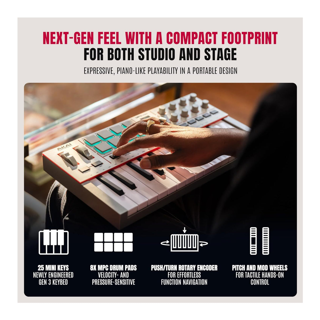 Akai Professional MPK Mini IV 25-Key USB-C MIDI Keyboard Controller (Black)