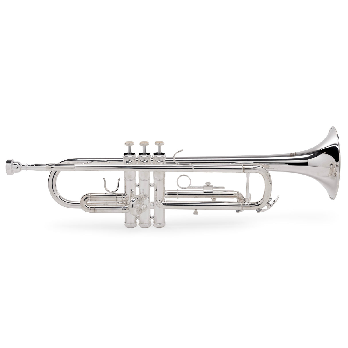 Silber & Co. Bb Trumpet (Silver) with 3 Piston Valves and Carrying Case - 1