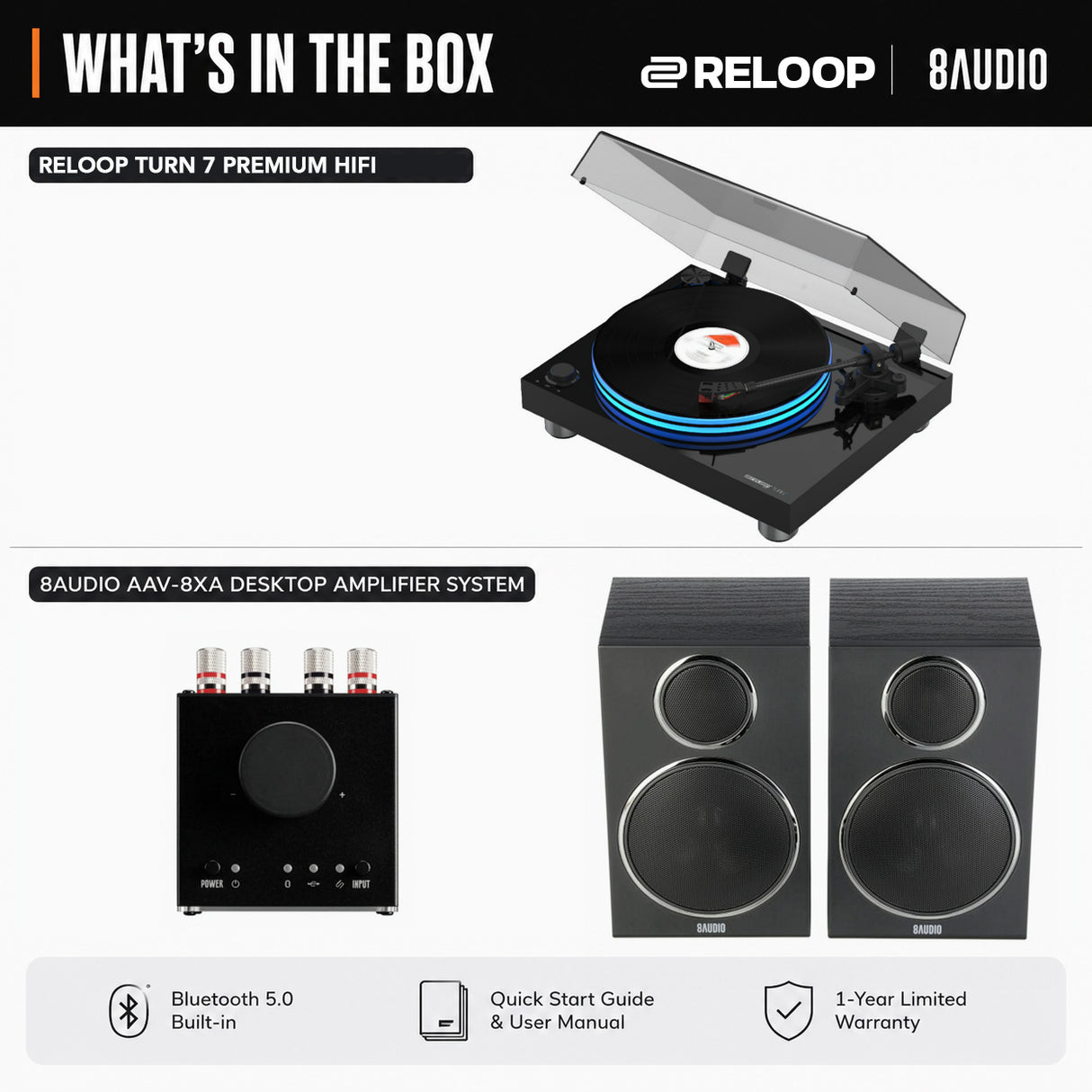 Reloop Turn 7 Premium HiFi Belt Drive USB Turntable with Amplifier System