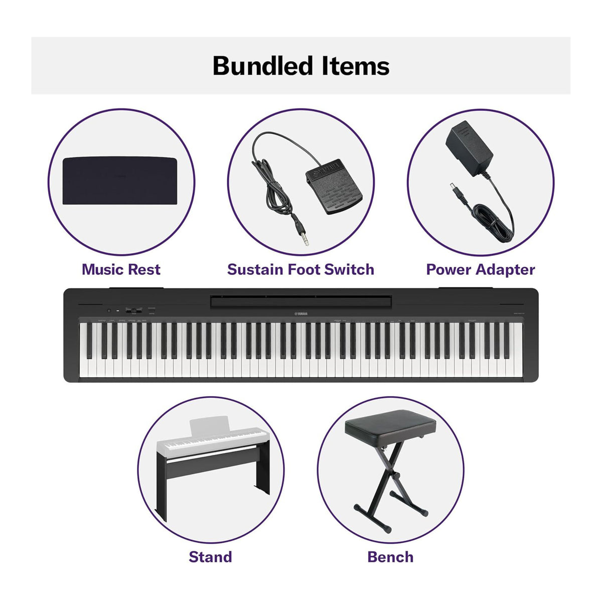 Yamaha P143LXB Digital Piano Home Bundle (Black) - 5