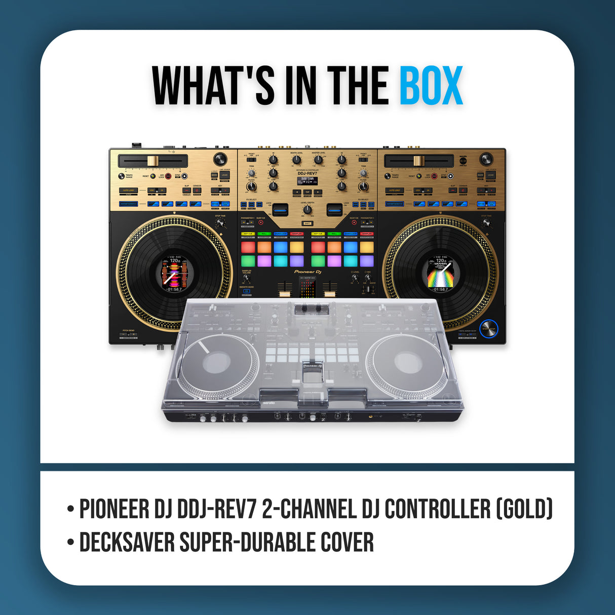 Pioneer DJ DDJ-REV7 Professional DJ Controller Bundle with Decksaver Cover