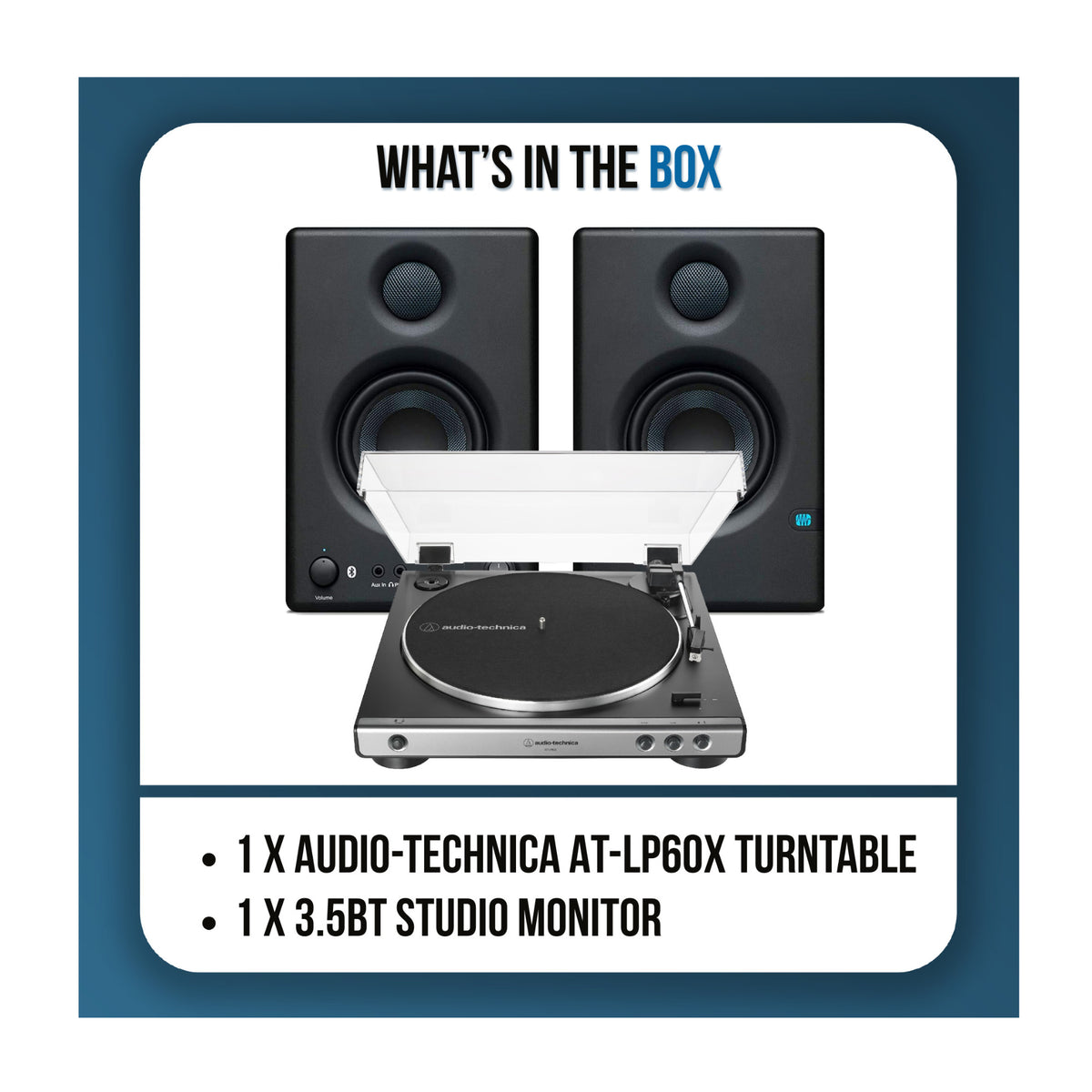 Audio-Technica AT-LP60X Stereo Turntable with PreSonus Eris Monitor Speakers - 9