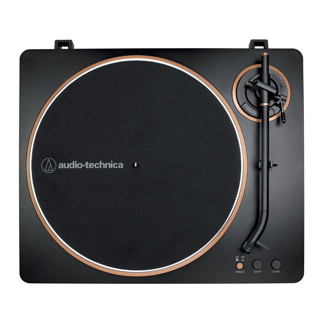Audio-Technica AT-LP70X-BG Belt-Drive Turntable (Black/Bronze) with Amplifier System and Speakers - 3