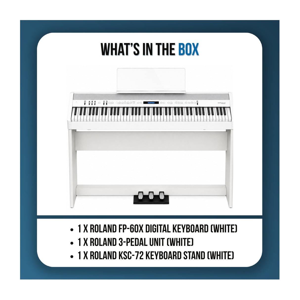 Roland FP-60X 88-Key Digital Piano Bundle with Stand and 3-Pedal Unit (White) - 8