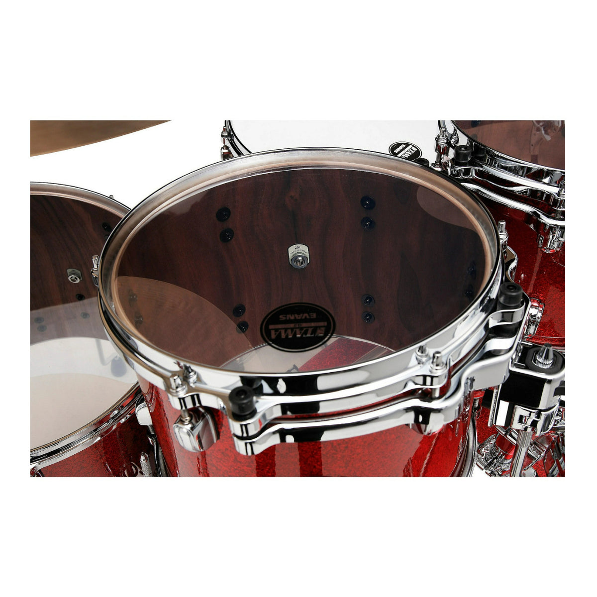 TAMA Starclassic Walnut/Birch 4-Piece Shell Pack w/ 22-Inch Bass Drum (Garnet Red Sparkle, Carton A) - 7