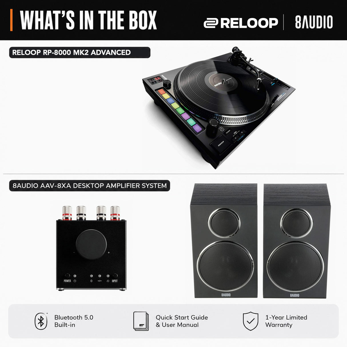 Reloop RP-8000 MK2 Advanced Hybrid Torque Turntable with Amplifier System