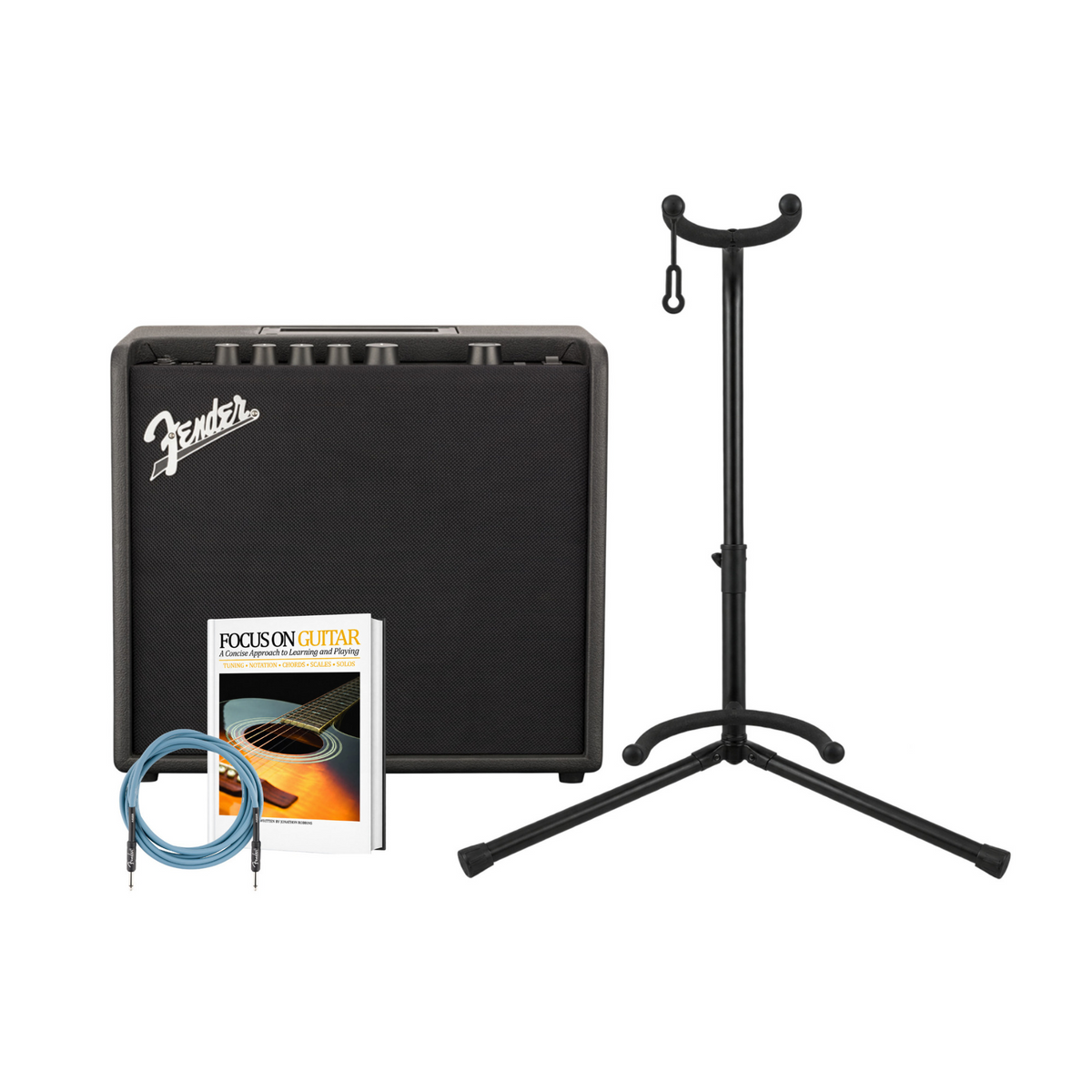 Fender Mustang LT25 120V 25-watt Guitar Combo Amplifier Bundle with 10-Feet Instrument Cable