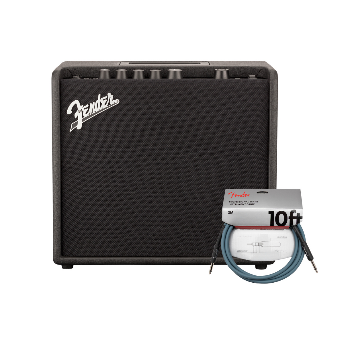 Fender Mustang LT25 120V 25-watt Guitar Combo Amplifier Bundle with 10-Feet Instrument Cable