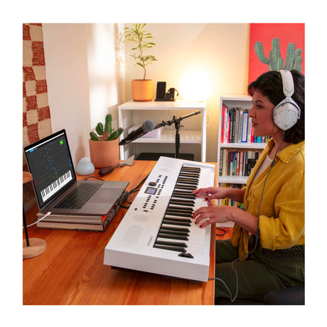 Roland GO:KEYS 5 White Keyboard with Stand, Bench, Pedal, and Headphones - 7