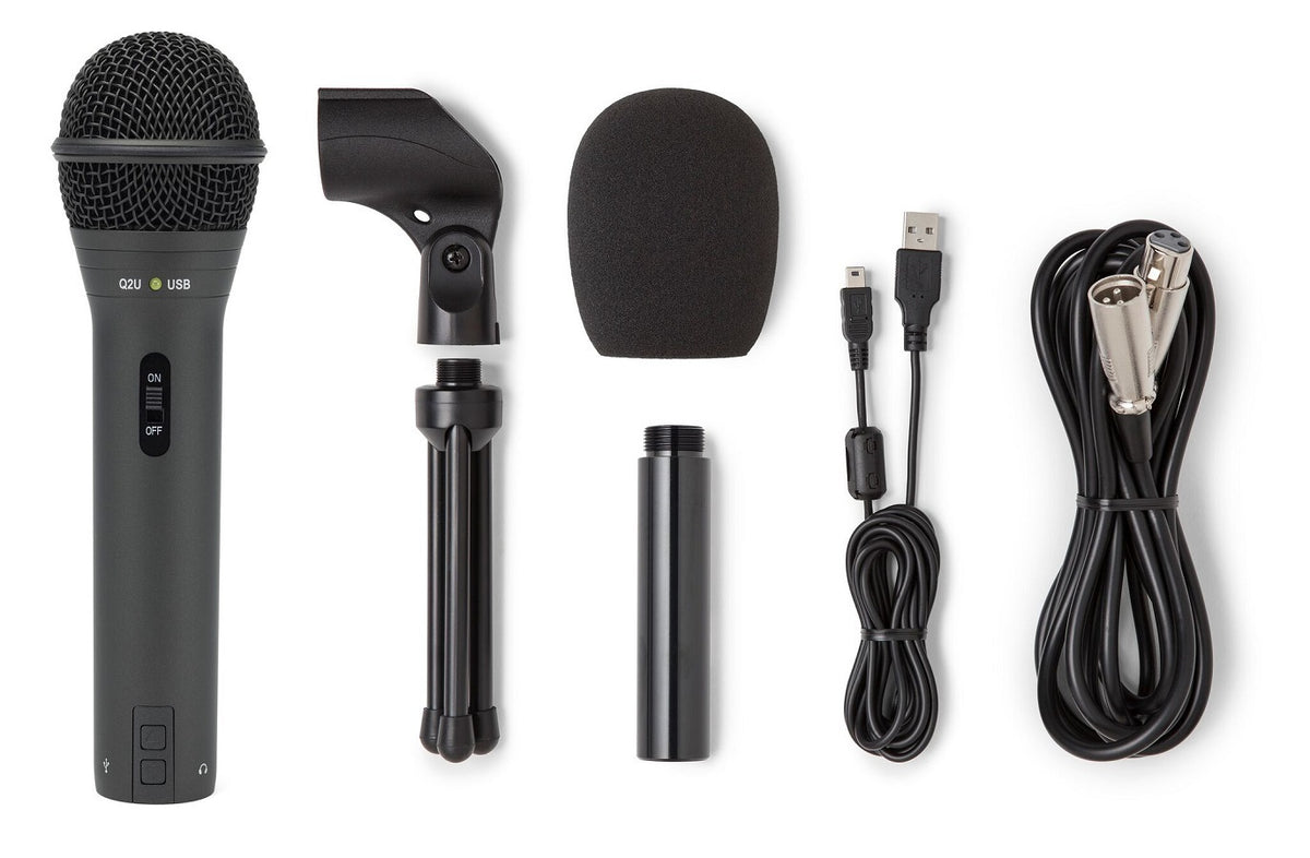 Samson Q2U Handheld Dynamic USB Microphone Recording and Podcasting Pack (Black) (Open Box)